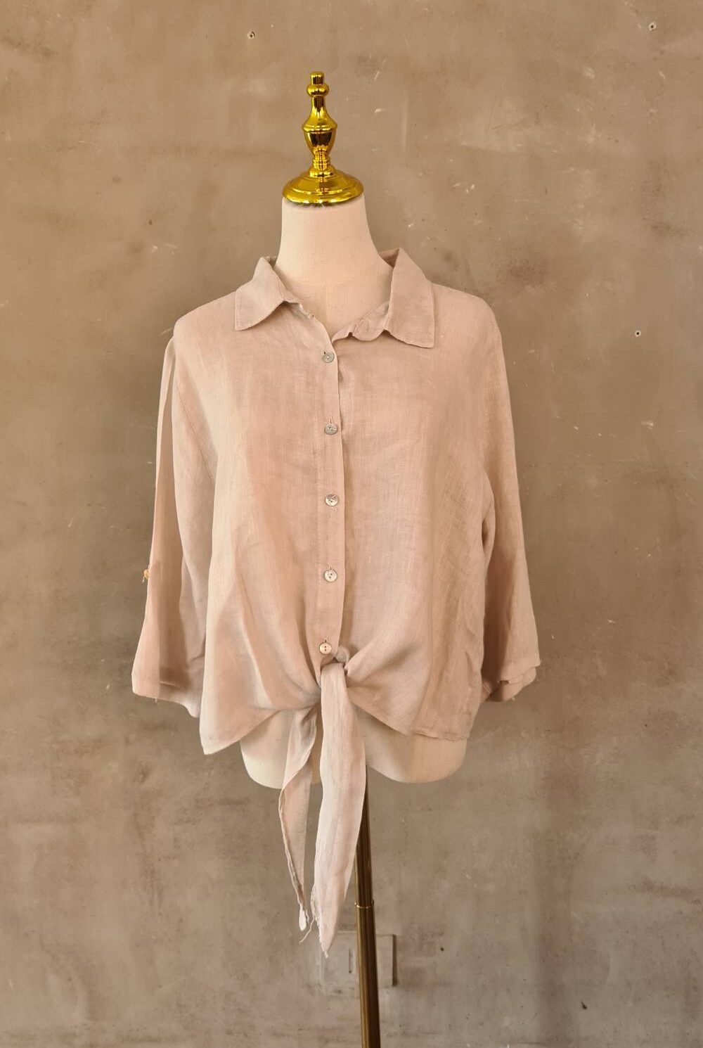 Blusa lino beige 100% LINO