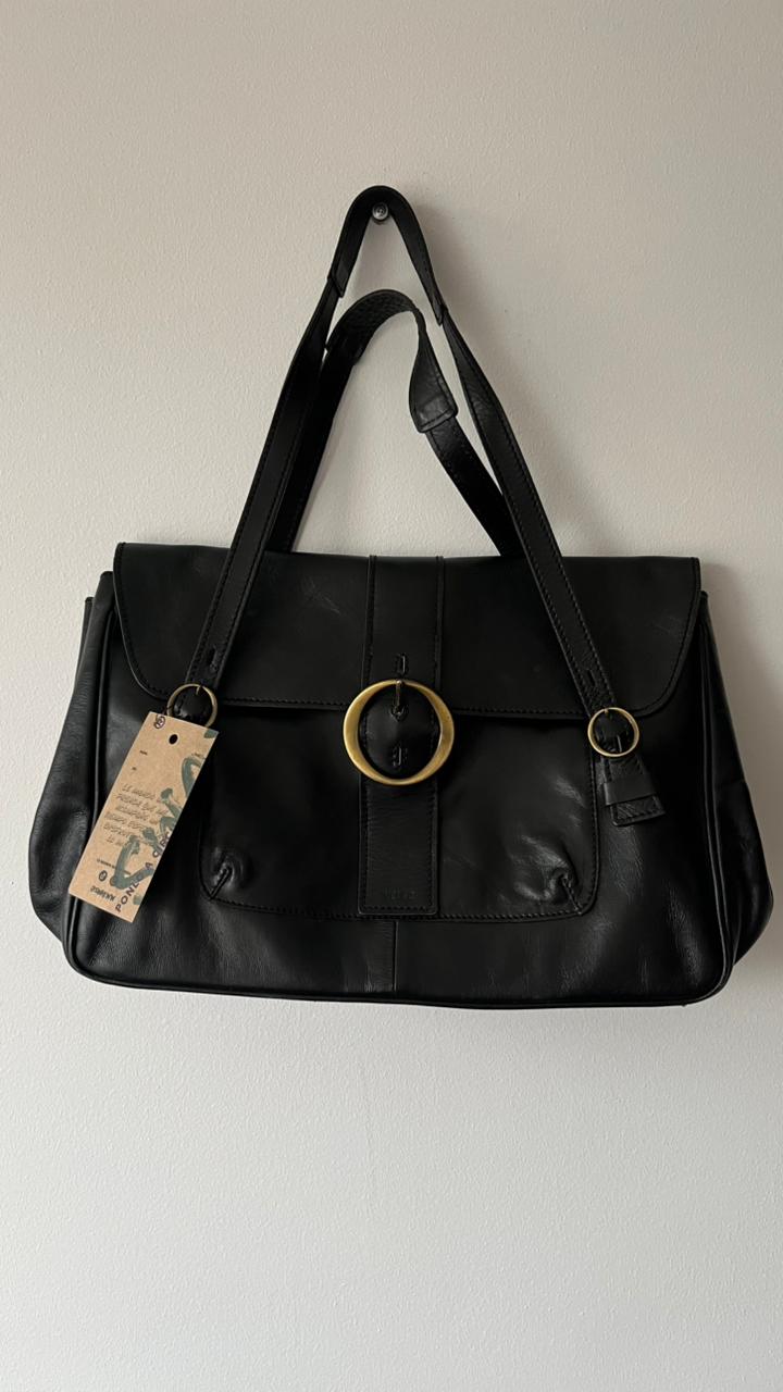 Cartera de cuero Oficina negra velez